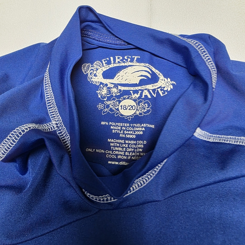 First Wave Kids Rashguard - Royal Blue - Picture 3 of 6